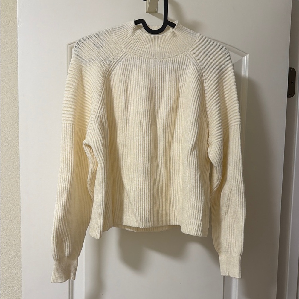 Mango Cream Ribbed Women's Sweater
